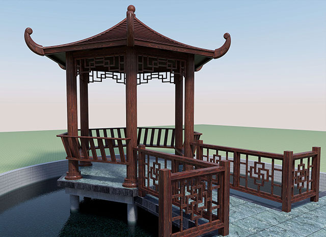 仿古四角涼亭